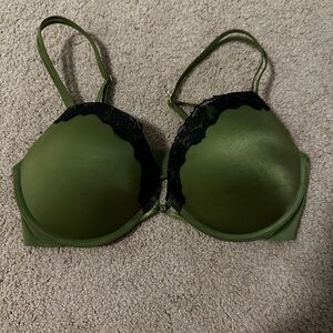 Victoria's Secret Push-up Olive Bra with Black Lace